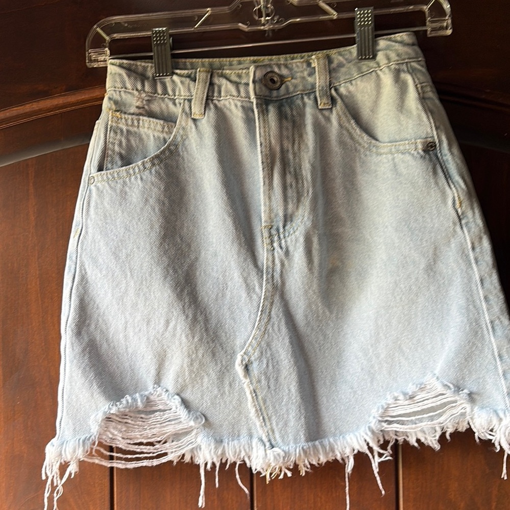 Q2 Blue Asymmetrical Mini Skirt Casual